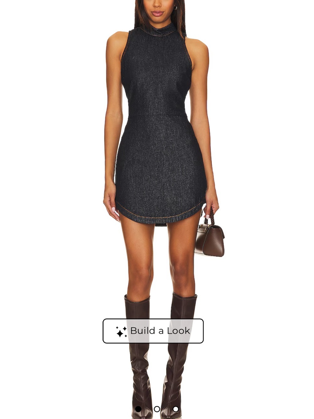 Amanda Uprichard Marshall Denim Mini Dress - Modern High-Neck NWT